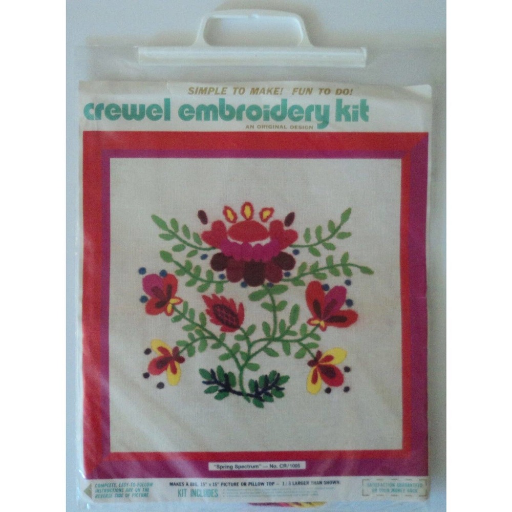 Crewel Embroidery Kit Spring Spectrum Picture Or Pillow Top 15" x 15" #CR/1005